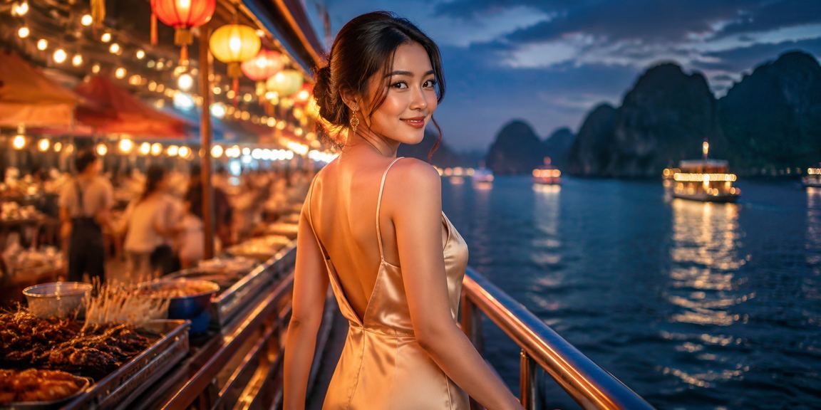 Không khí chợ đêm Hạ Long với màn hình theo dõi tỷ lệ kèo